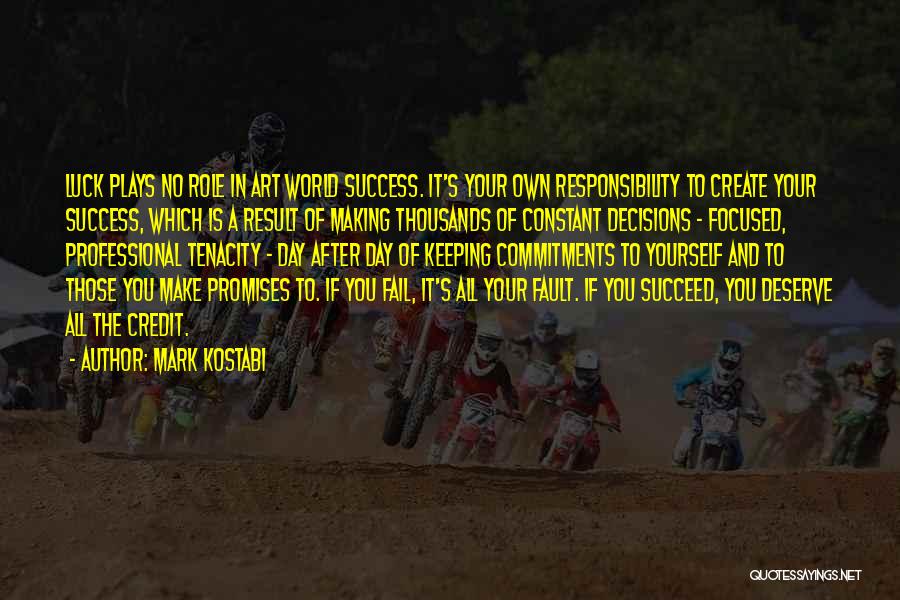 Mark Kostabi Quotes: Luck Plays No Role In Art World Success. It's Your Own Responsibility To Create Your Success, Which Is A Result