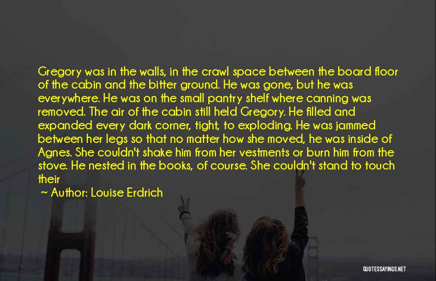 Louise Erdrich Quotes: Gregory Was In The Walls, In The Crawl Space Between The Board Floor Of The Cabin And The Bitter Ground.