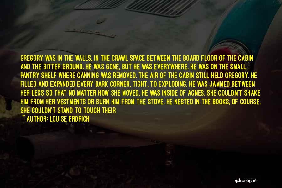 Louise Erdrich Quotes: Gregory Was In The Walls, In The Crawl Space Between The Board Floor Of The Cabin And The Bitter Ground.