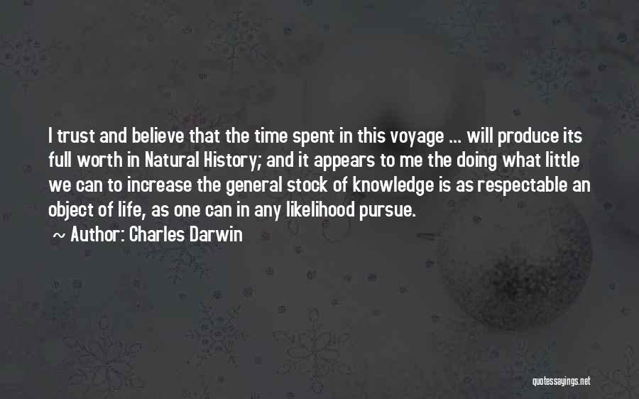 Charles Darwin Quotes: I Trust And Believe That The Time Spent In This Voyage ... Will Produce Its Full Worth In Natural History;