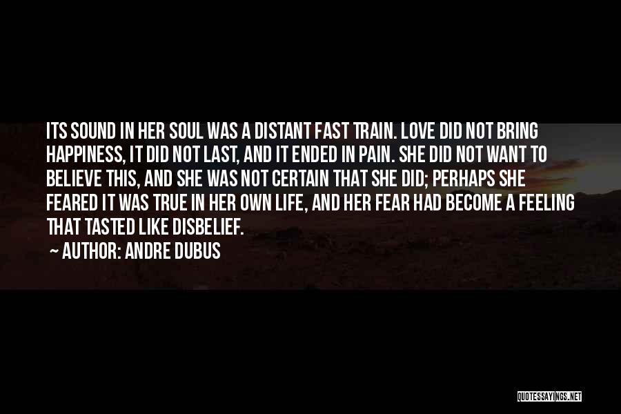 Andre Dubus Quotes: Its Sound In Her Soul Was A Distant Fast Train. Love Did Not Bring Happiness, It Did Not Last, And