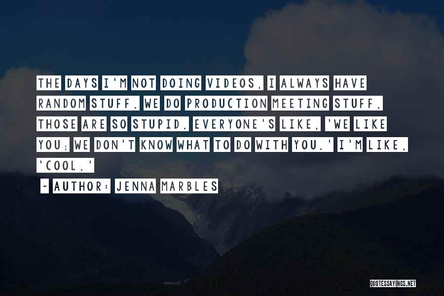 Jenna Marbles Quotes: The Days I'm Not Doing Videos, I Always Have Random Stuff. We Do Production Meeting Stuff. Those Are So Stupid.