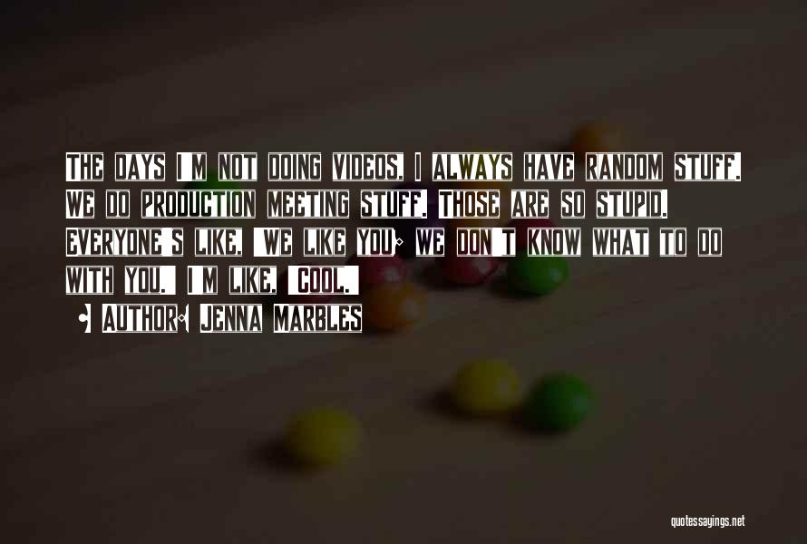 Jenna Marbles Quotes: The Days I'm Not Doing Videos, I Always Have Random Stuff. We Do Production Meeting Stuff. Those Are So Stupid.