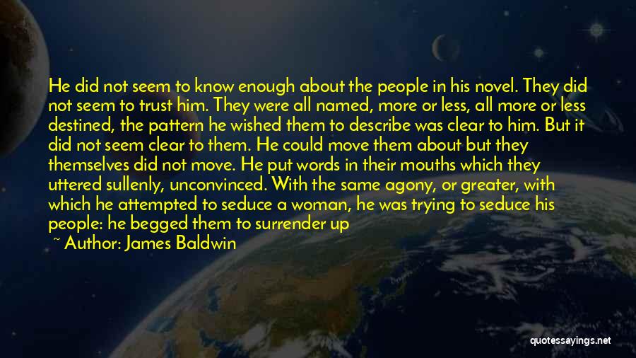 James Baldwin Quotes: He Did Not Seem To Know Enough About The People In His Novel. They Did Not Seem To Trust Him.