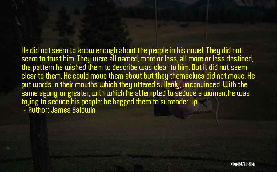 James Baldwin Quotes: He Did Not Seem To Know Enough About The People In His Novel. They Did Not Seem To Trust Him.