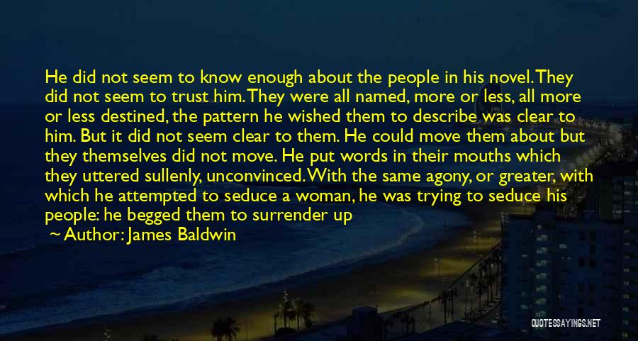 James Baldwin Quotes: He Did Not Seem To Know Enough About The People In His Novel. They Did Not Seem To Trust Him.