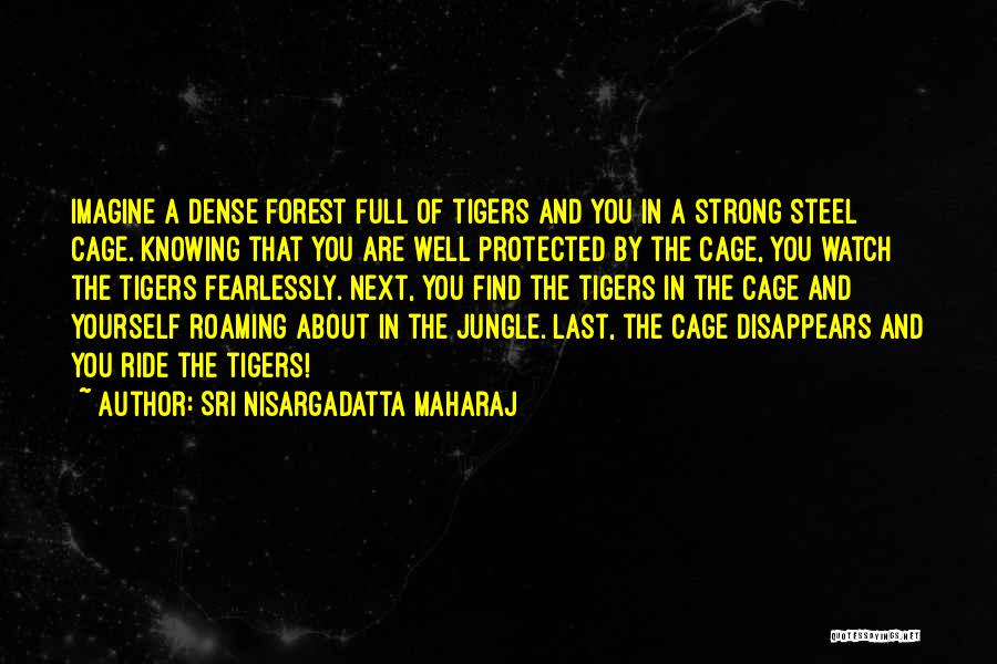 Sri Nisargadatta Maharaj Quotes: Imagine A Dense Forest Full Of Tigers And You In A Strong Steel Cage. Knowing That You Are Well Protected