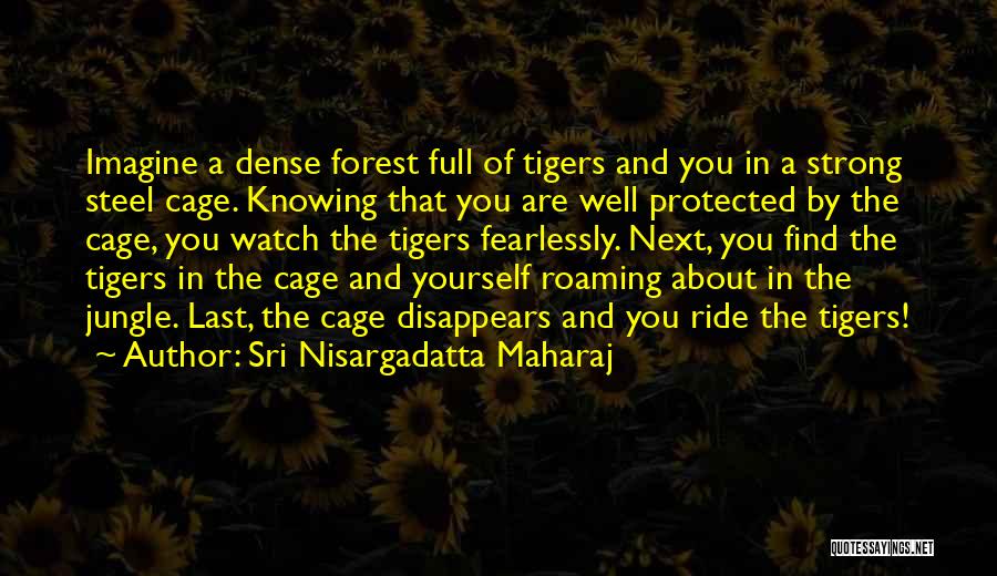 Sri Nisargadatta Maharaj Quotes: Imagine A Dense Forest Full Of Tigers And You In A Strong Steel Cage. Knowing That You Are Well Protected