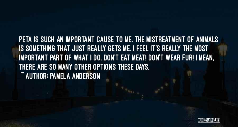 Pamela Anderson Quotes: Peta Is Such An Important Cause To Me. The Mistreatment Of Animals Is Something That Just Really Gets Me. I