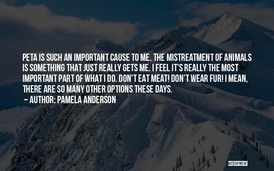 Pamela Anderson Quotes: Peta Is Such An Important Cause To Me. The Mistreatment Of Animals Is Something That Just Really Gets Me. I