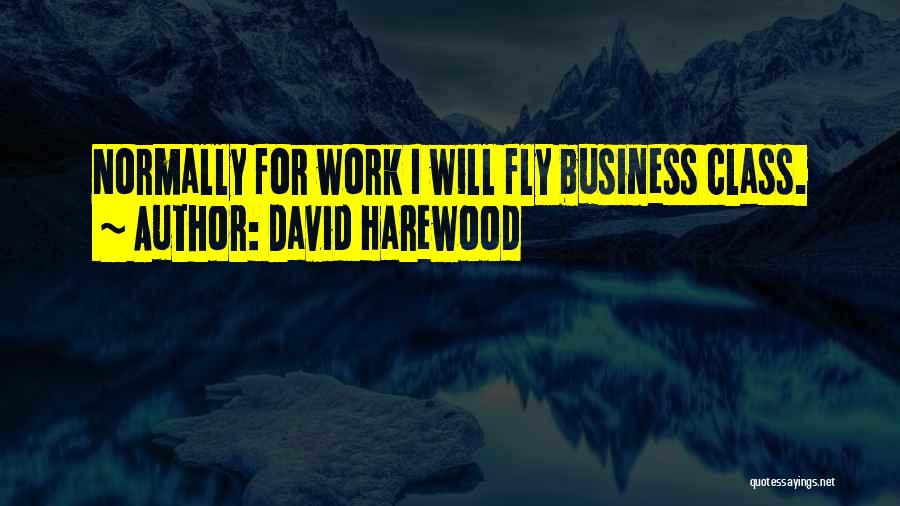 David Harewood Quotes: Normally For Work I Will Fly Business Class.