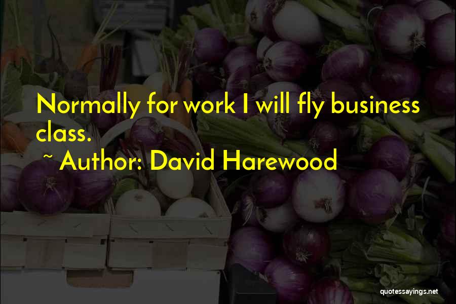 David Harewood Quotes: Normally For Work I Will Fly Business Class.