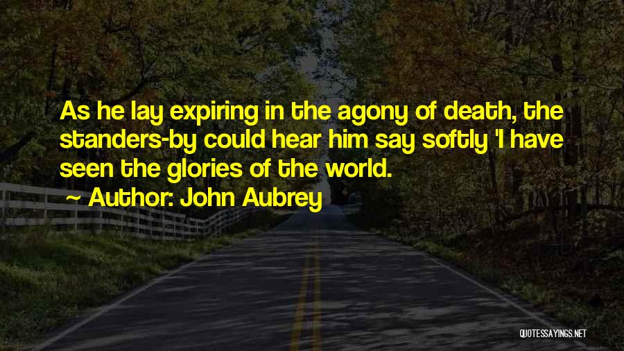 John Aubrey Quotes: As He Lay Expiring In The Agony Of Death, The Standers-by Could Hear Him Say Softly 'i Have Seen The