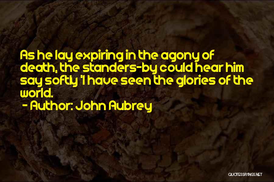 John Aubrey Quotes: As He Lay Expiring In The Agony Of Death, The Standers-by Could Hear Him Say Softly 'i Have Seen The