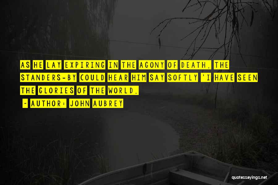 John Aubrey Quotes: As He Lay Expiring In The Agony Of Death, The Standers-by Could Hear Him Say Softly 'i Have Seen The