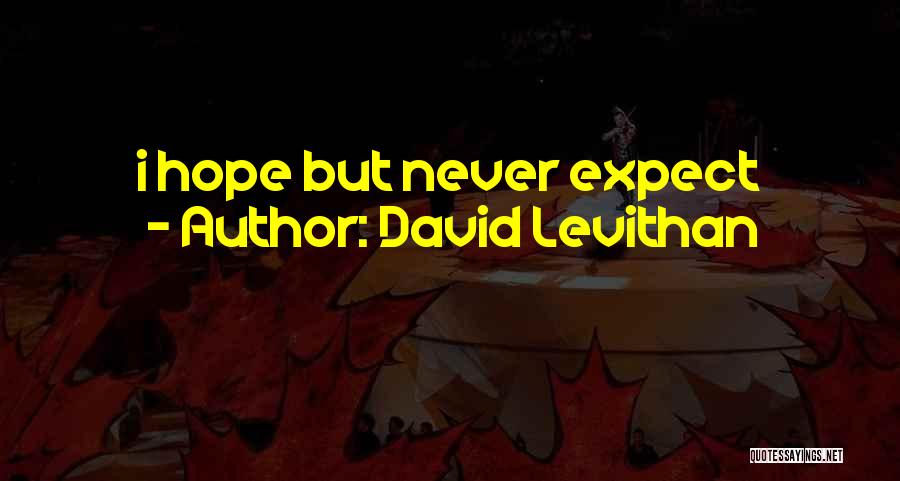 David Levithan Quotes: I Hope But Never Expect