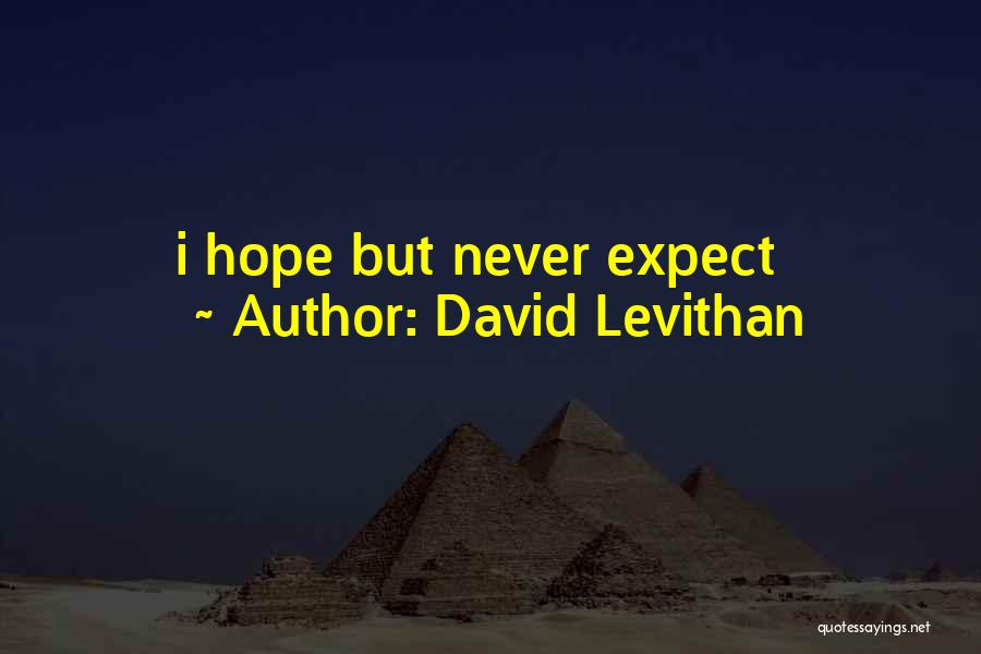 David Levithan Quotes: I Hope But Never Expect