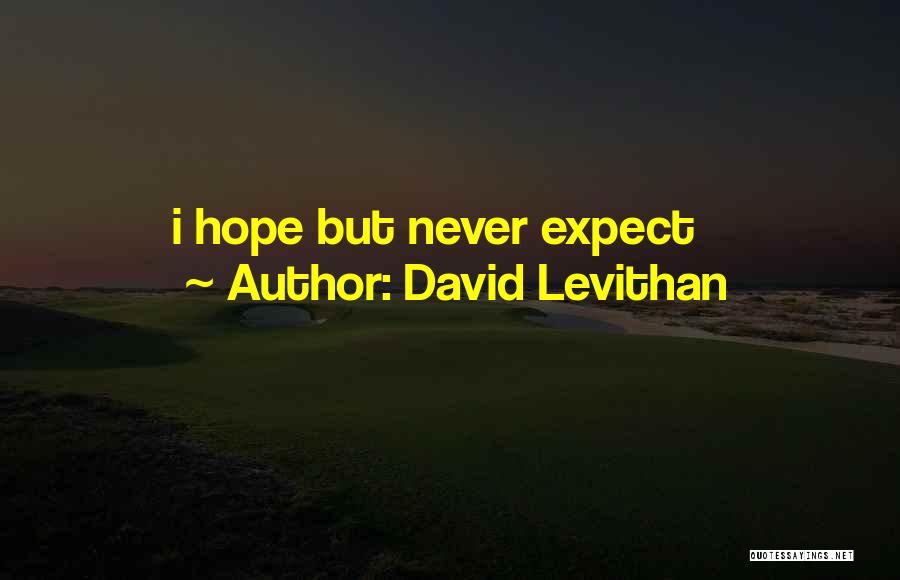 David Levithan Quotes: I Hope But Never Expect
