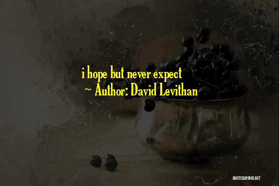 David Levithan Quotes: I Hope But Never Expect