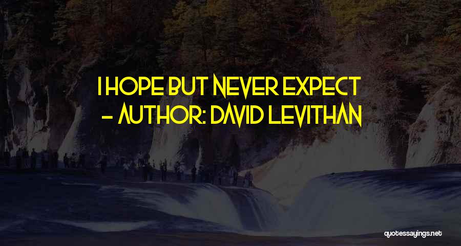 David Levithan Quotes: I Hope But Never Expect