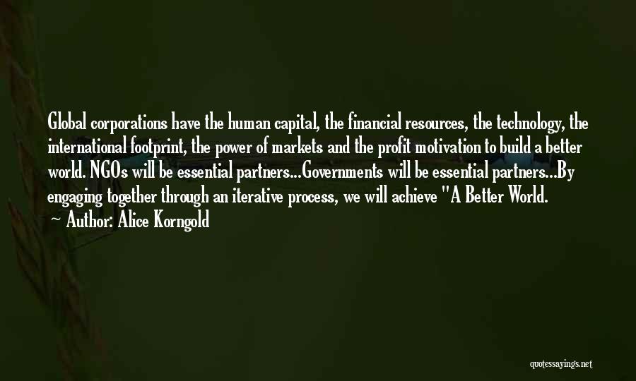 Alice Korngold Quotes: Global Corporations Have The Human Capital, The Financial Resources, The Technology, The International Footprint, The Power Of Markets And The