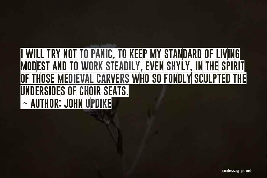 John Updike Quotes: I Will Try Not To Panic, To Keep My Standard Of Living Modest And To Work Steadily, Even Shyly, In