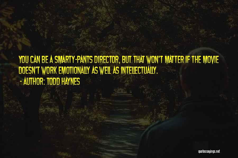 Todd Haynes Quotes: You Can Be A Smarty-pants Director, But That Won't Matter If The Movie Doesn't Work Emotionally As Well As Intellectually.