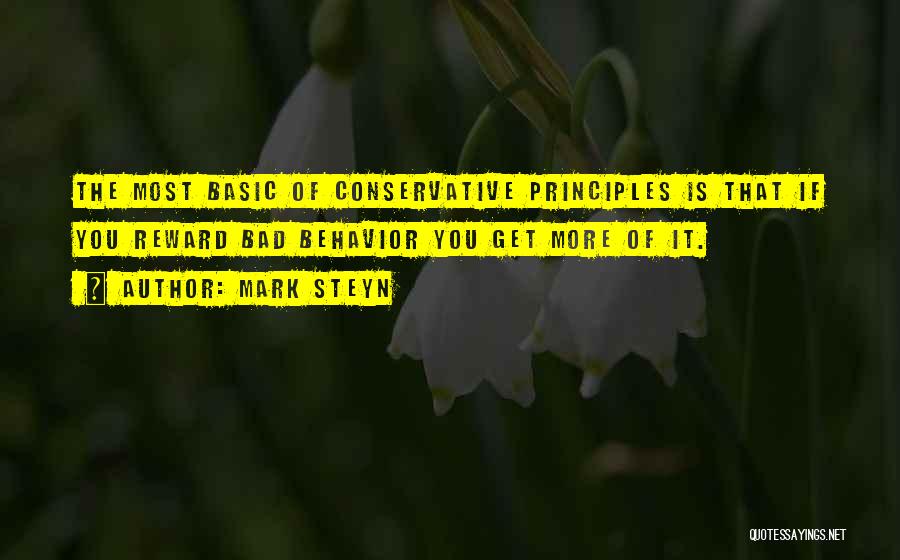 Mark Steyn Quotes: The Most Basic Of Conservative Principles Is That If You Reward Bad Behavior You Get More Of It.