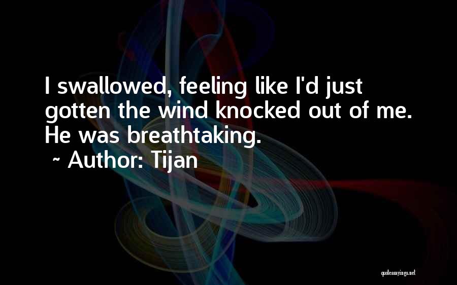 Tijan Quotes: I Swallowed, Feeling Like I'd Just Gotten The Wind Knocked Out Of Me. He Was Breathtaking.