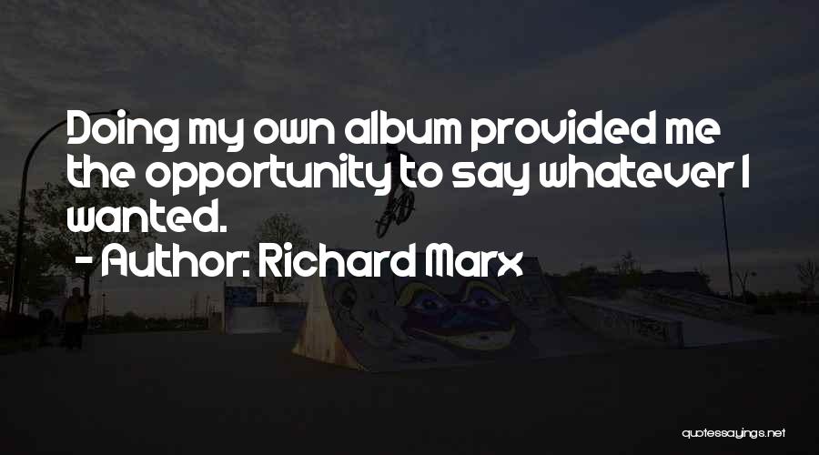 Richard Marx Quotes: Doing My Own Album Provided Me The Opportunity To Say Whatever I Wanted.