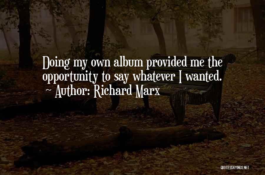 Richard Marx Quotes: Doing My Own Album Provided Me The Opportunity To Say Whatever I Wanted.