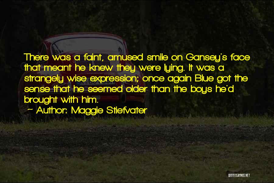 Maggie Stiefvater Quotes: There Was A Faint, Amused Smile On Gansey's Face That Meant He Knew They Were Lying. It Was A Strangely