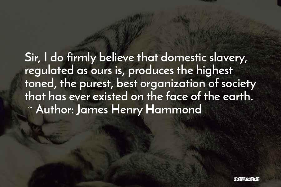 James Henry Hammond Quotes: Sir, I Do Firmly Believe That Domestic Slavery, Regulated As Ours Is, Produces The Highest Toned, The Purest, Best Organization