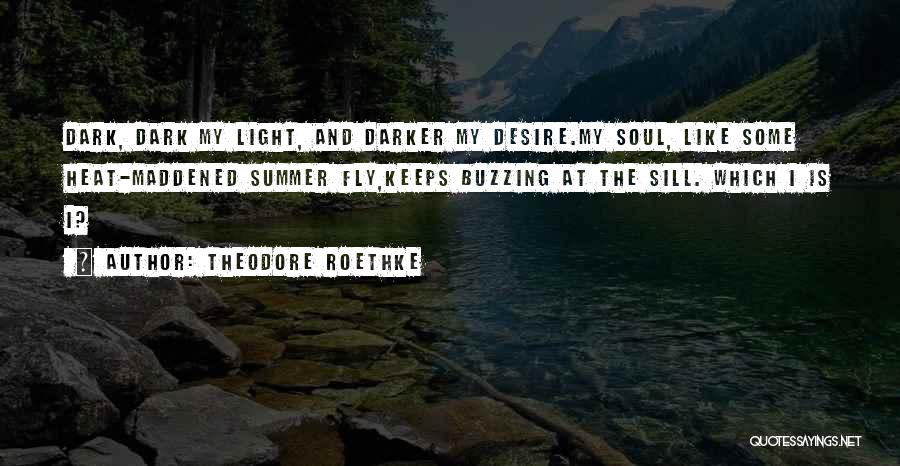 Theodore Roethke Quotes: Dark, Dark My Light, And Darker My Desire.my Soul, Like Some Heat-maddened Summer Fly,keeps Buzzing At The Sill. Which I