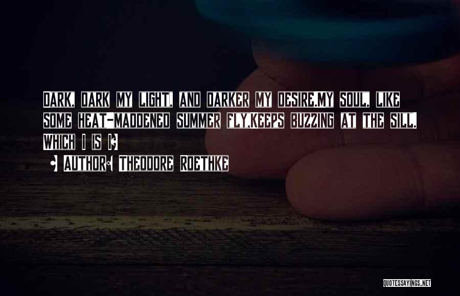 Theodore Roethke Quotes: Dark, Dark My Light, And Darker My Desire.my Soul, Like Some Heat-maddened Summer Fly,keeps Buzzing At The Sill. Which I