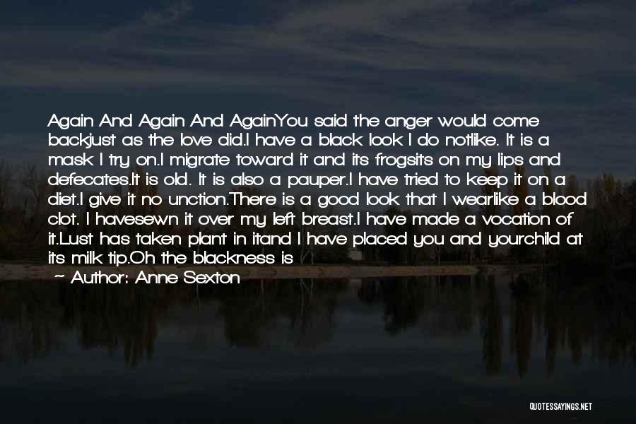 Anne Sexton Quotes: Again And Again And Againyou Said The Anger Would Come Backjust As The Love Did.i Have A Black Look I