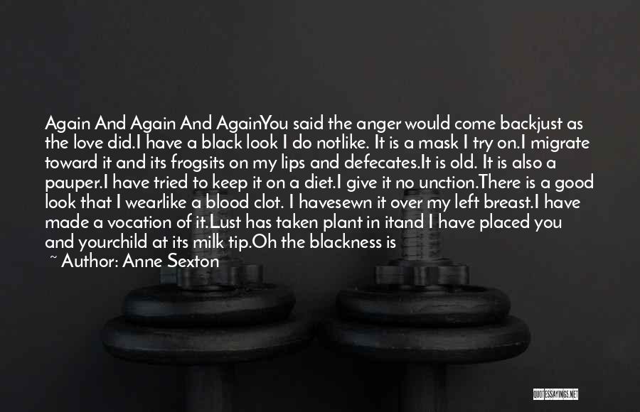 Anne Sexton Quotes: Again And Again And Againyou Said The Anger Would Come Backjust As The Love Did.i Have A Black Look I