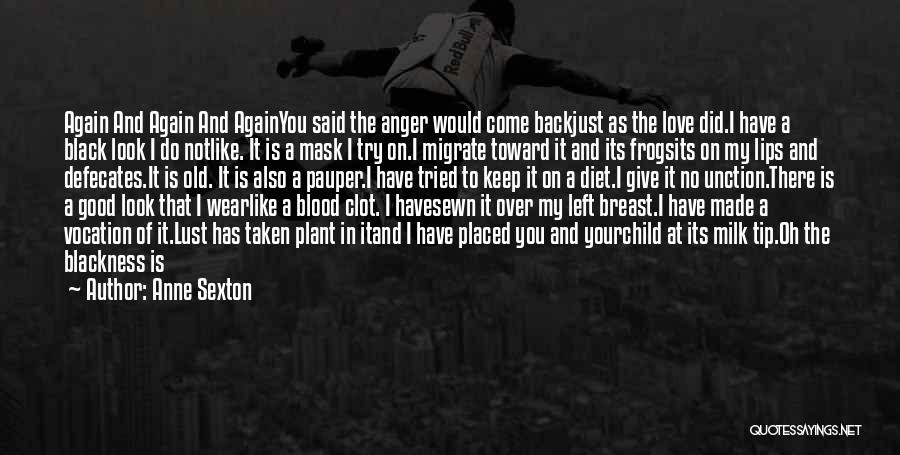 Anne Sexton Quotes: Again And Again And Againyou Said The Anger Would Come Backjust As The Love Did.i Have A Black Look I