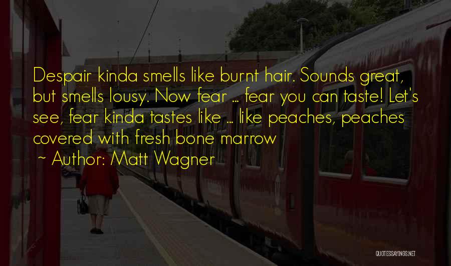 Matt Wagner Quotes: Despair Kinda Smells Like Burnt Hair. Sounds Great, But Smells Lousy. Now Fear ... Fear You Can Taste! Let's See,