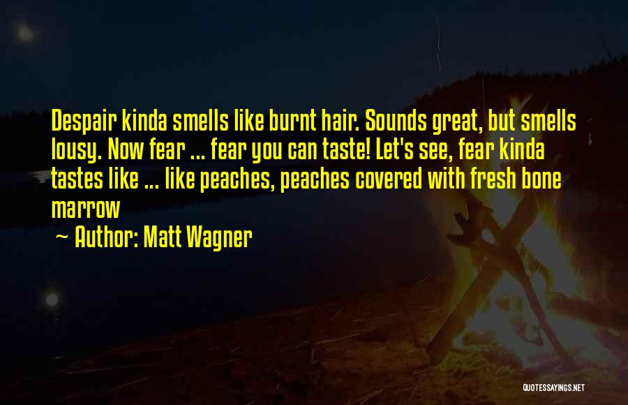 Matt Wagner Quotes: Despair Kinda Smells Like Burnt Hair. Sounds Great, But Smells Lousy. Now Fear ... Fear You Can Taste! Let's See,
