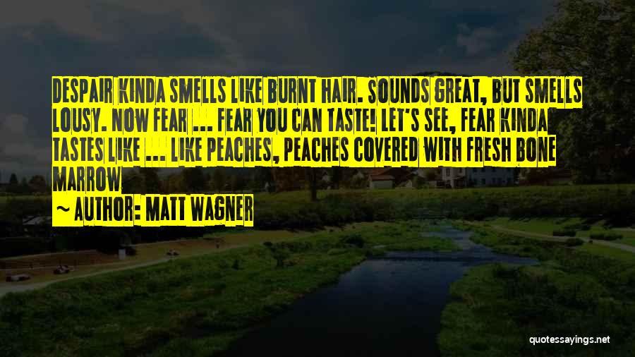 Matt Wagner Quotes: Despair Kinda Smells Like Burnt Hair. Sounds Great, But Smells Lousy. Now Fear ... Fear You Can Taste! Let's See,