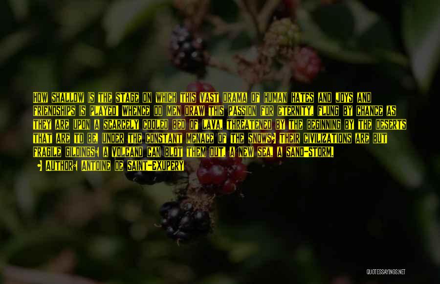 Antoine De Saint-Exupery Quotes: How Shallow Is The Stage On Which This Vast Drama Of Human Hates And Joys And Friendships Is Played! Whence