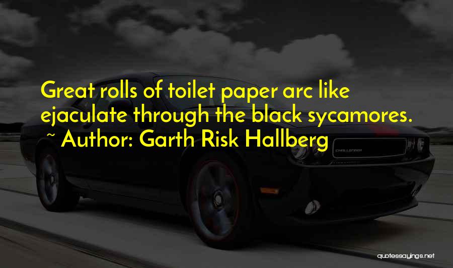 Garth Risk Hallberg Quotes: Great Rolls Of Toilet Paper Arc Like Ejaculate Through The Black Sycamores.
