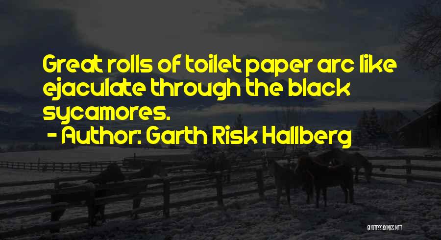 Garth Risk Hallberg Quotes: Great Rolls Of Toilet Paper Arc Like Ejaculate Through The Black Sycamores.