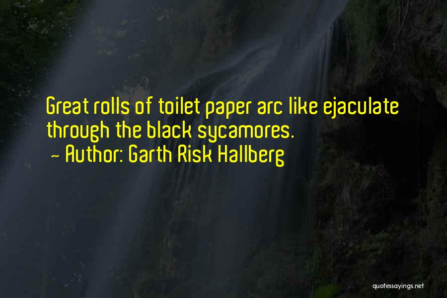 Garth Risk Hallberg Quotes: Great Rolls Of Toilet Paper Arc Like Ejaculate Through The Black Sycamores.