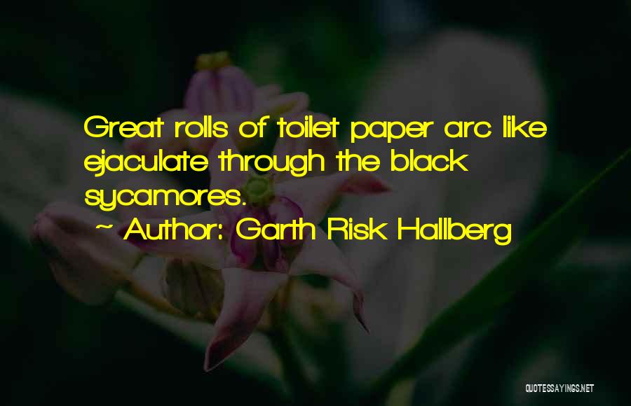 Garth Risk Hallberg Quotes: Great Rolls Of Toilet Paper Arc Like Ejaculate Through The Black Sycamores.