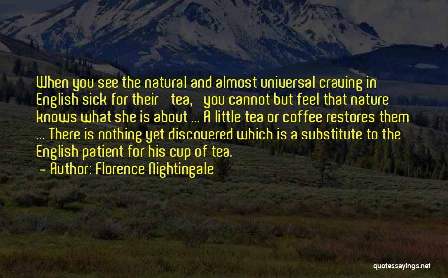 Florence Nightingale Quotes: When You See The Natural And Almost Universal Craving In English Sick For Their 'tea,' You Cannot But Feel That