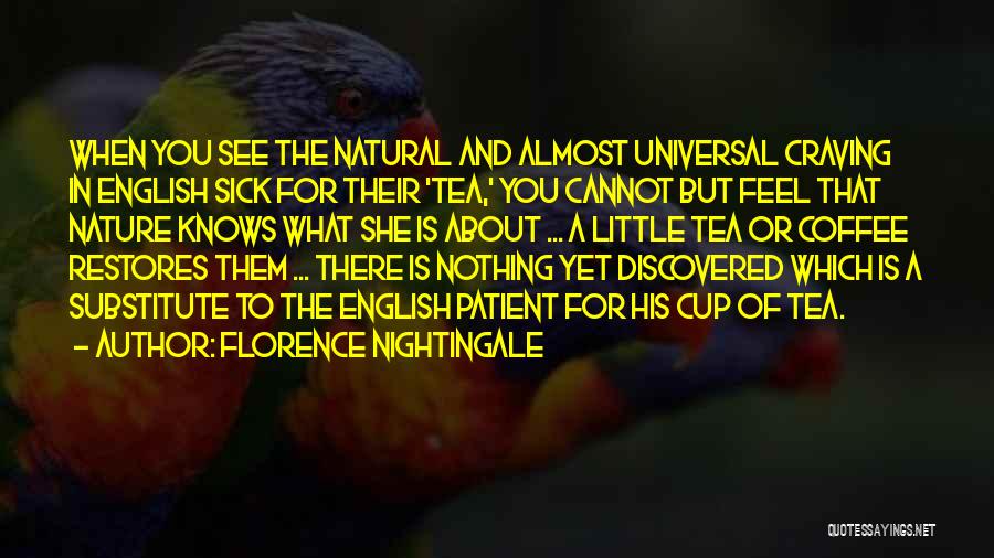 Florence Nightingale Quotes: When You See The Natural And Almost Universal Craving In English Sick For Their 'tea,' You Cannot But Feel That