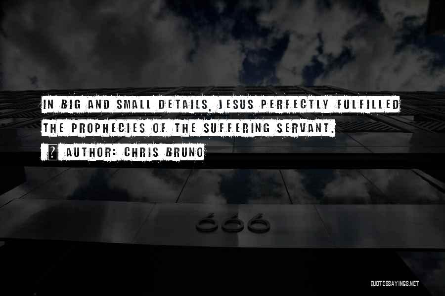 Chris Bruno Quotes: In Big And Small Details, Jesus Perfectly Fulfilled The Prophecies Of The Suffering Servant.