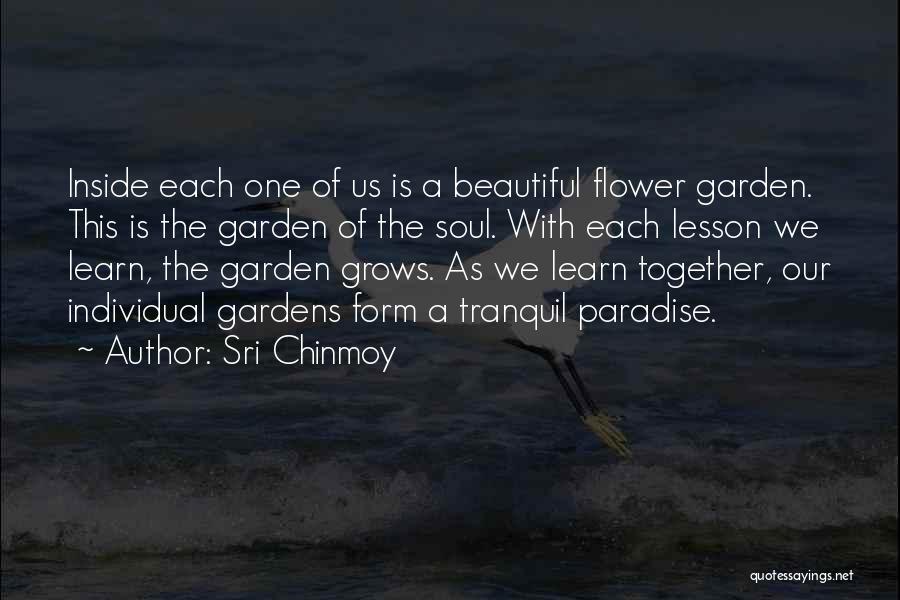 Sri Chinmoy Quotes: Inside Each One Of Us Is A Beautiful Flower Garden. This Is The Garden Of The Soul. With Each Lesson